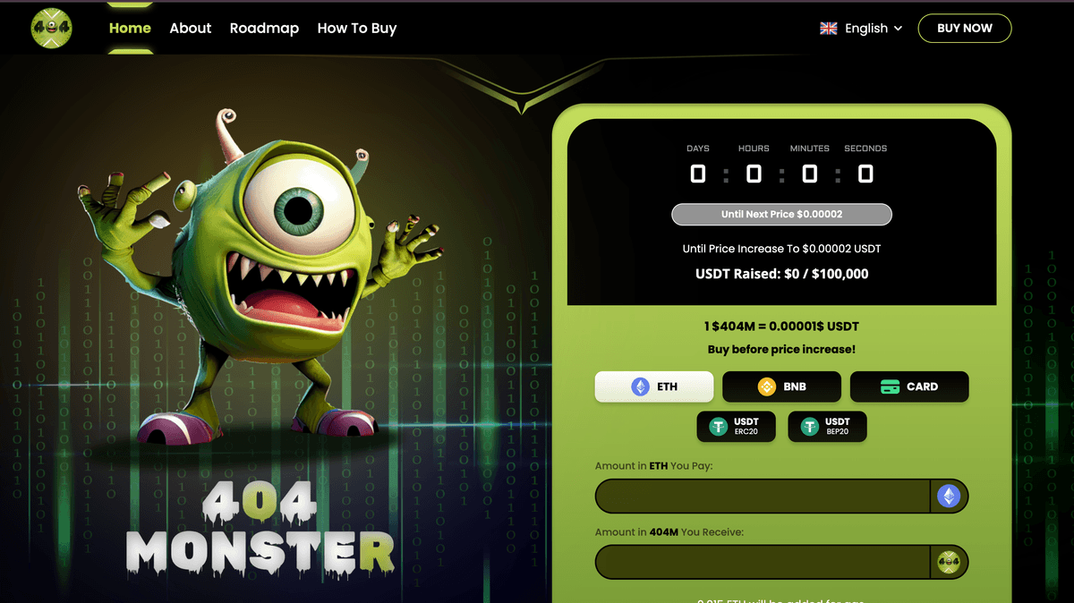404Monster - Presale Platform
